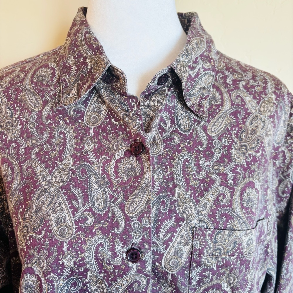 Vintage 1990’s Paisley Button Down Collard Shirt - Picture 5 of 10